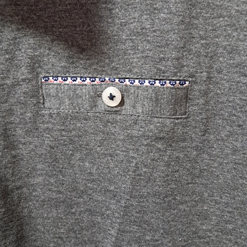 Steel & Jelly London Mens Gray Polo Shirt Geometric Contrast Trim Size L NWT